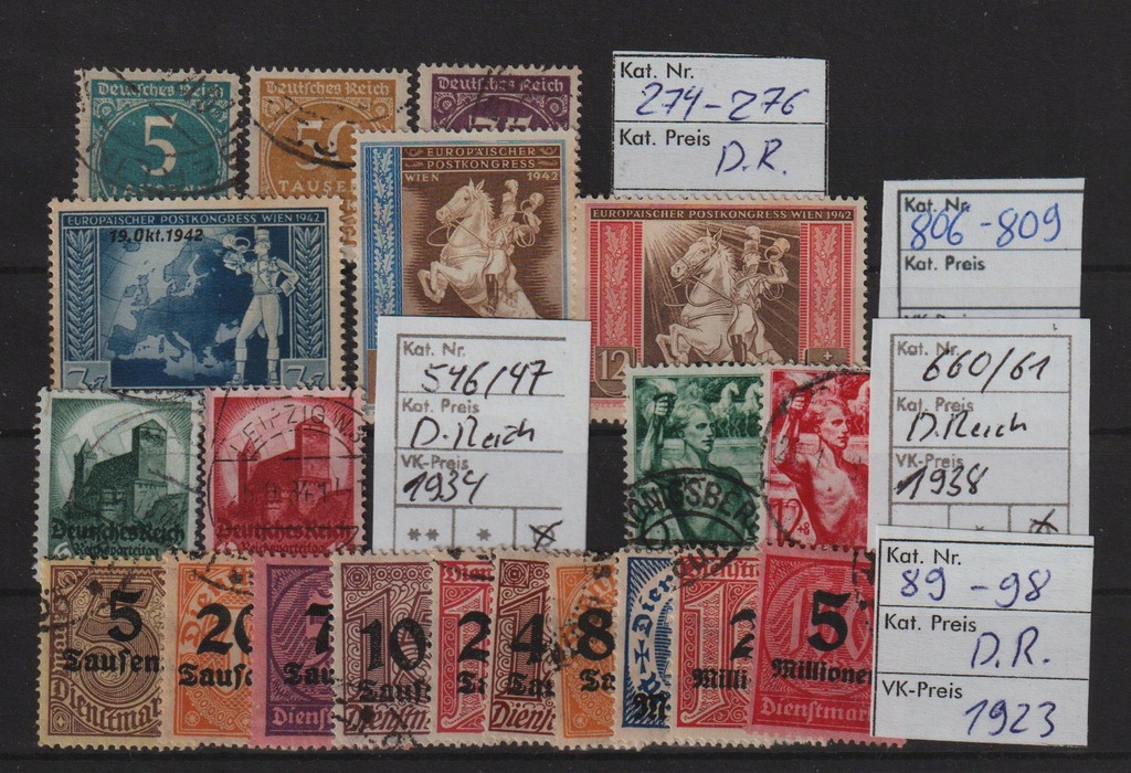 Niemcy Deutsches Reich Pięć kompletnych serii Z liczbami z katalogu Michel