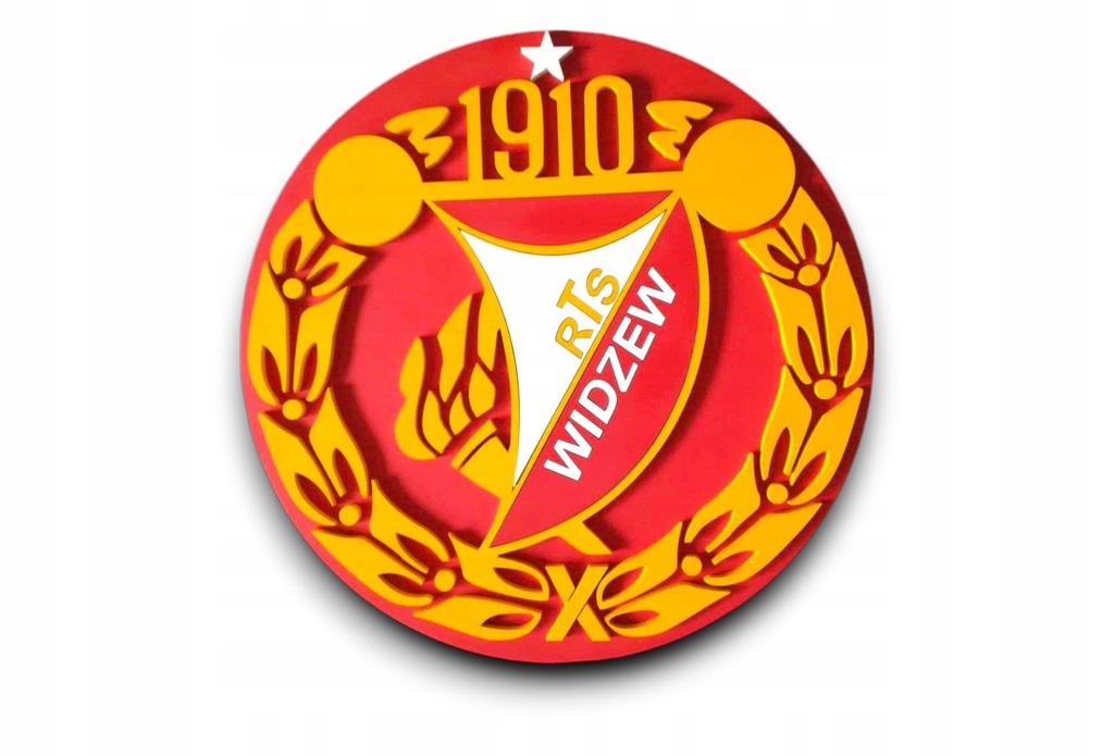 Widzew Obraz Drewniany 3D Herb Widzew łódź Prezent dla fana 40cm