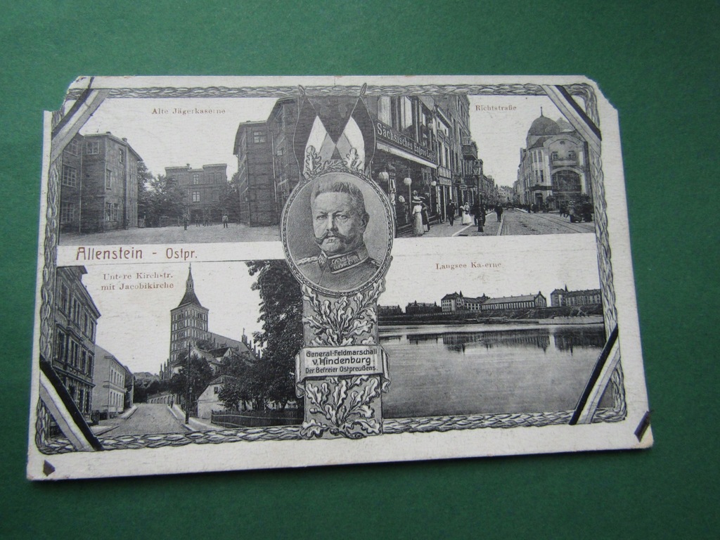 OLSZTYN ALLENSTEIN 1. 1916. 4 OBRAZKI, HINDENBURG.