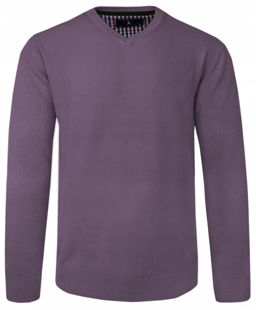 Sweter z Dekoltem w Serek BARTEX -Jasny Fiolet- L