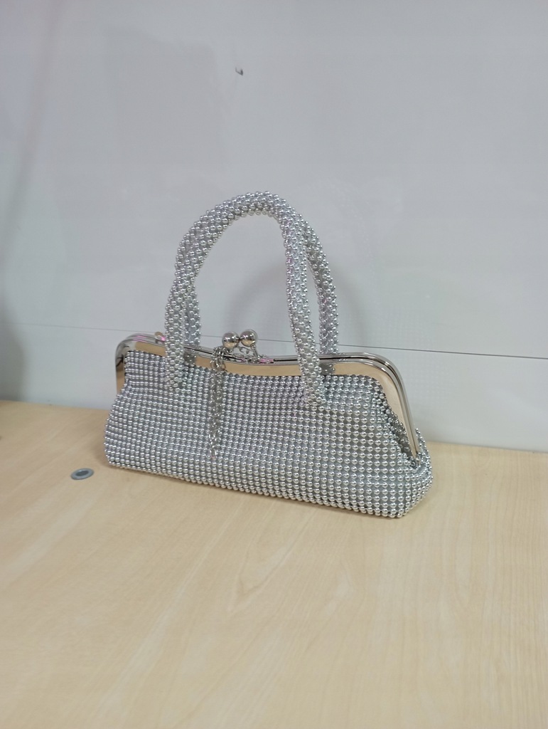 My Accessories mini srebrna torebka do ręki cyrkonie