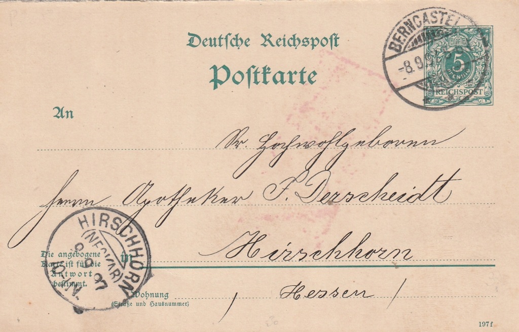 Niemcy Karta Pocztowa 1897 rok
