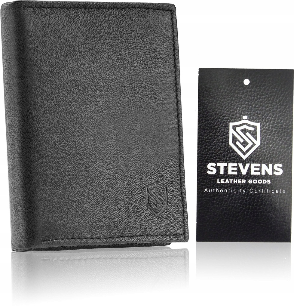 STEVENS PORTFEL MĘSKI SKÓRZANY KLASYCZNY RFID CZARNY BESTSELLER