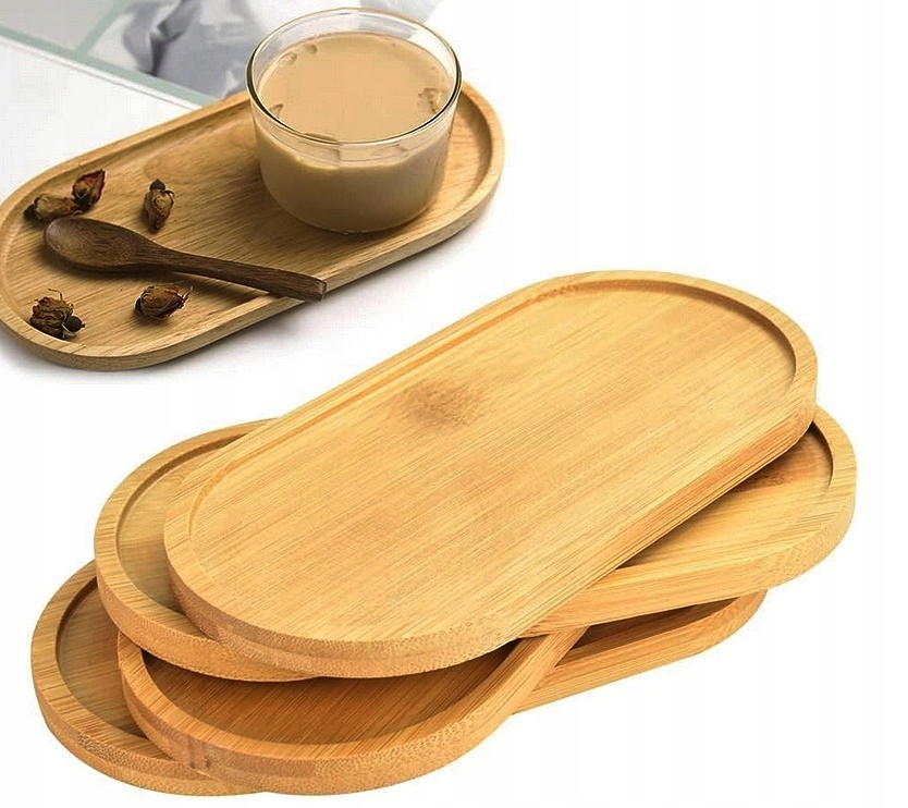 4 X TACA podstawka bambusowa spodek drewniany pod kubek podkładka drewniana