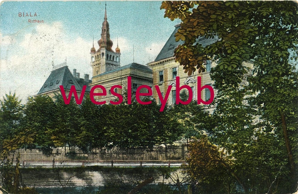 Nietypowy widok Ratusza w Białej - Bielitz Bielsko 1910 PIĘKNA