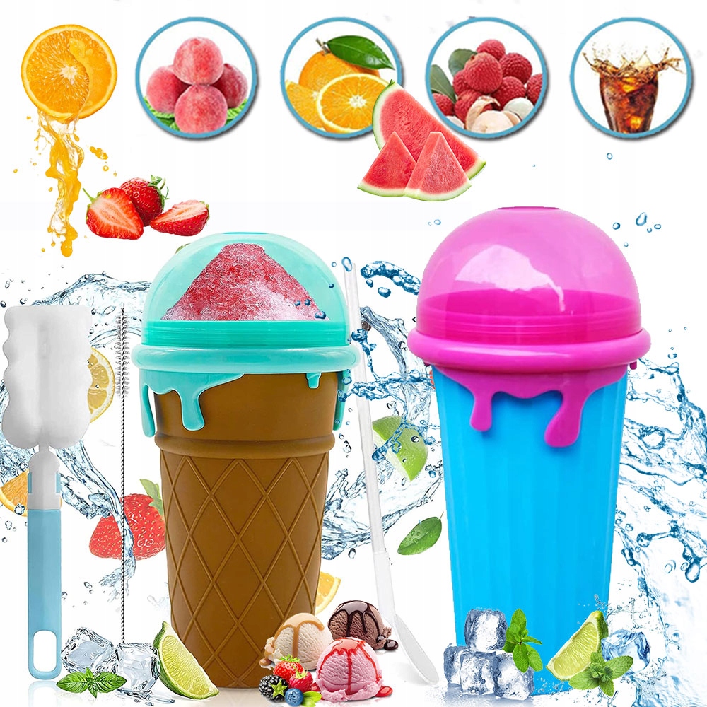 2x KUBEK DO ROBIENIA LODÓW SORBETÓW SLUSHY GRANITY DLA IMPREZA, PODRÓŻ 2W1