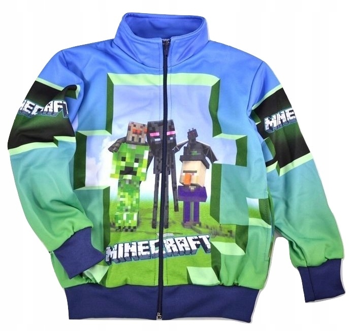 ROZPINANA BLUZA MINECRAFT NIEBIESKO ZIELONA 128