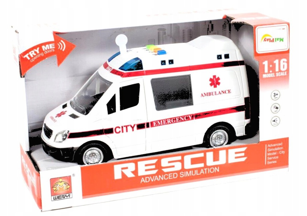 Ambulans z dźwiękiem 1:16 KARETKA