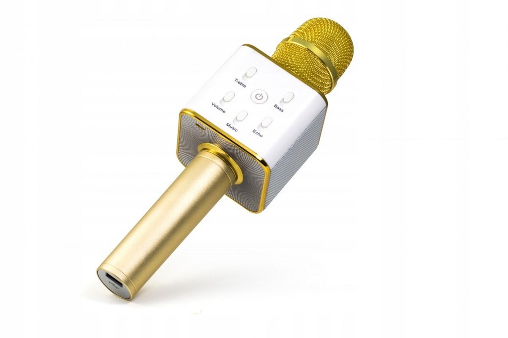 Bezprzewodowy mikrofon karaoke złoto-biały Musicma