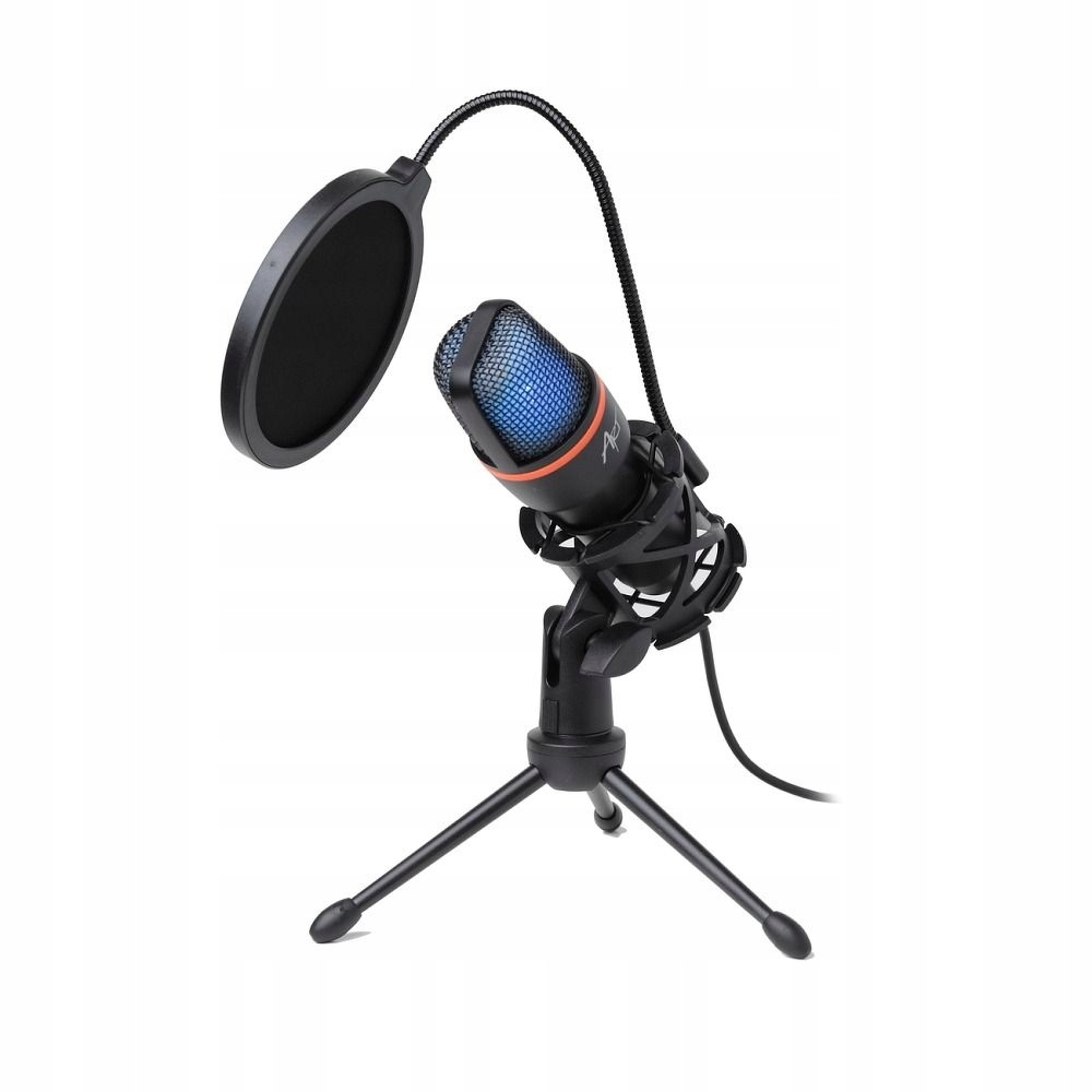 ART mikrofon pojemnościowy z membraną stojący podświetlany tripod AC-02