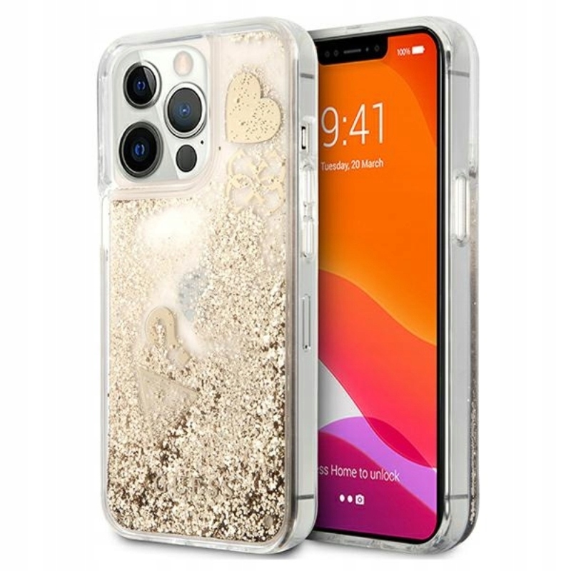 Guess Liquid Glitter Charms - Etui iPhone 13 Pro (