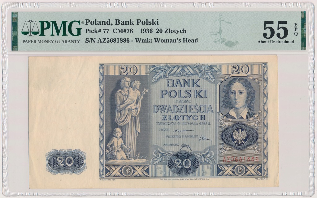 7196. 20 złotych 1936 - AZ - PMG 55 EPQ