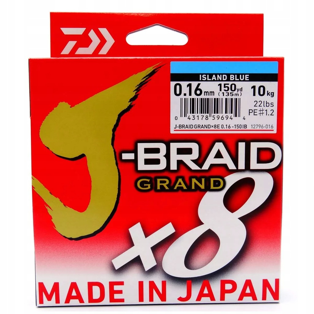 PLECIONKA DAIWA J-BRAID GRAND X8 0.16MM 135M NIEBI