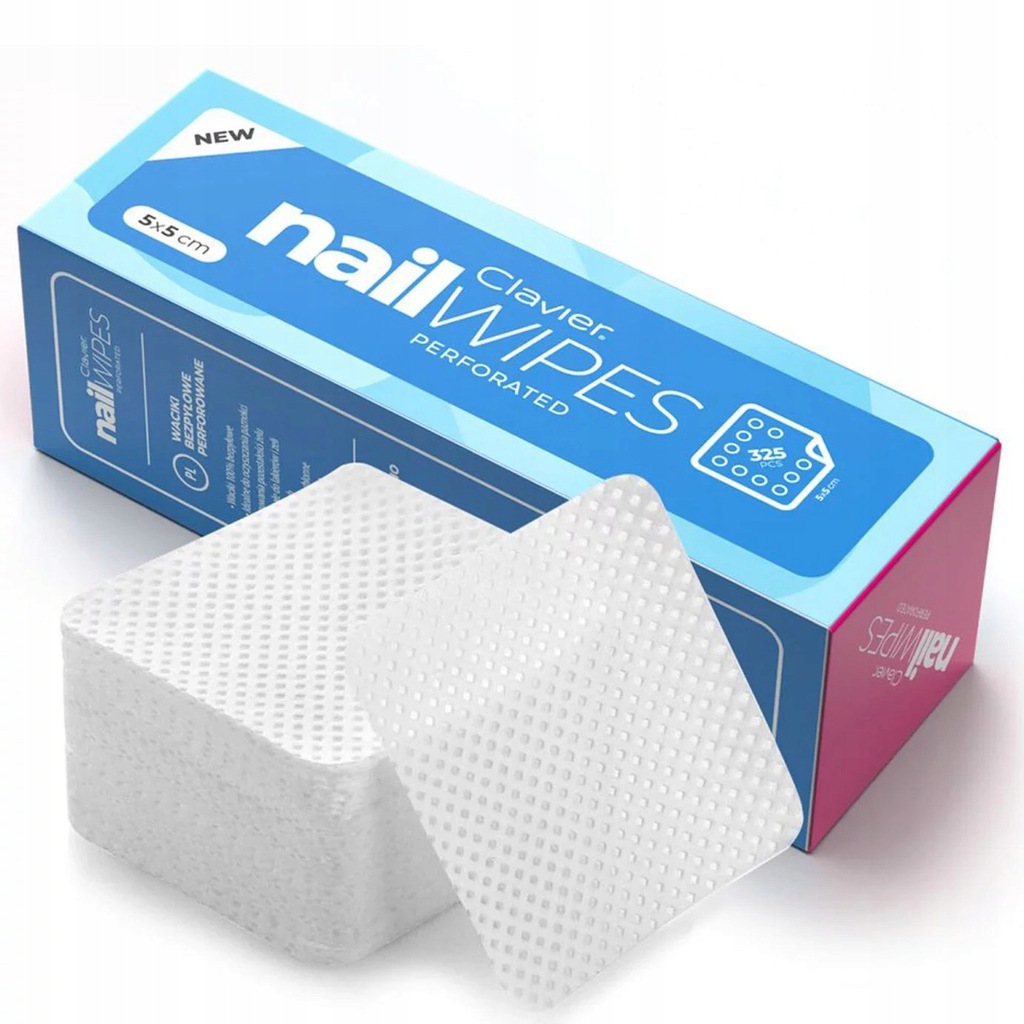 Perforowane waciki bezpyłowe Clavier Nail Wipes 325 (szt. op.)