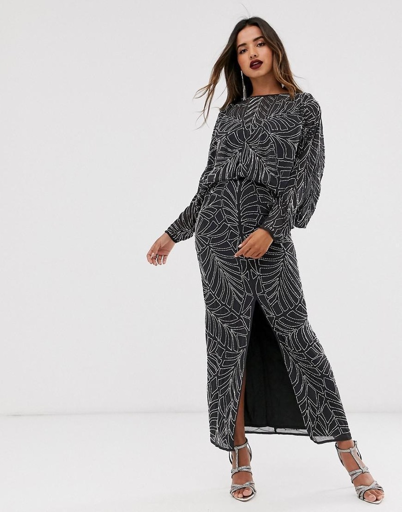 ASOS EDITION__XZX SUKIENKA MAXI ZE ZDOBIENIEM__S