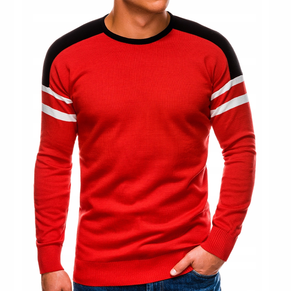 Sweter męski ściągacz sportowy E146 czerwony S