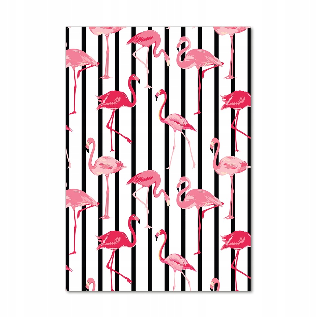 Foto obraz szklany pionowy Flamingi i paski 70x100