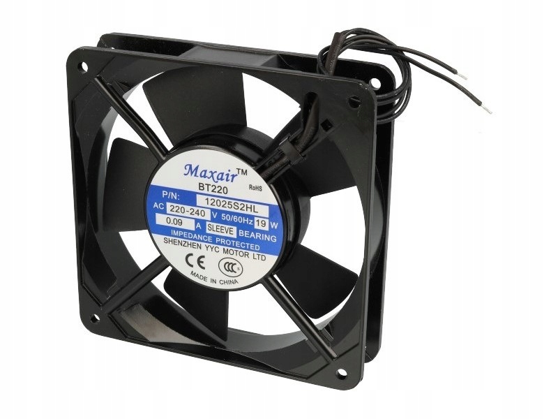 WENTYLATOR 120x120x25mm 230V 90mA Maxair