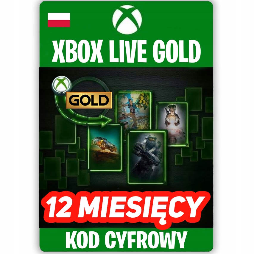 XBOX LIVE GOLD 12 MIESIĘCY KOD ZDRAPKA XBOX ONE PL