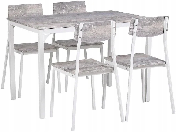 Zestaw jadalniany stół i 4 krzesła szary z białym BISMARCK, 251863