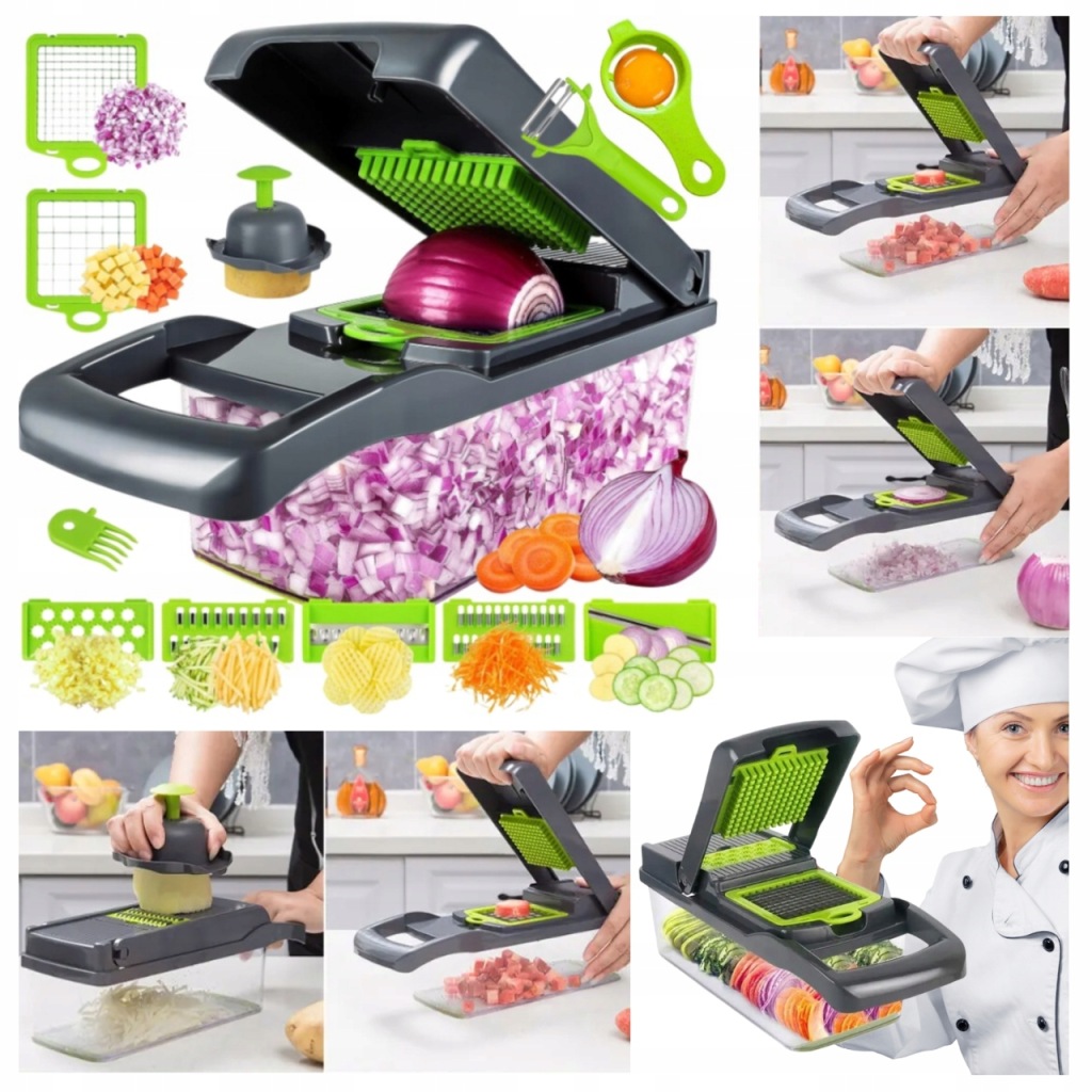 KRAJALNICA WIELOFUNKCYJNA TARKA DO WARZYW SERÓW OWOCE SZATKOWNICA 16w1