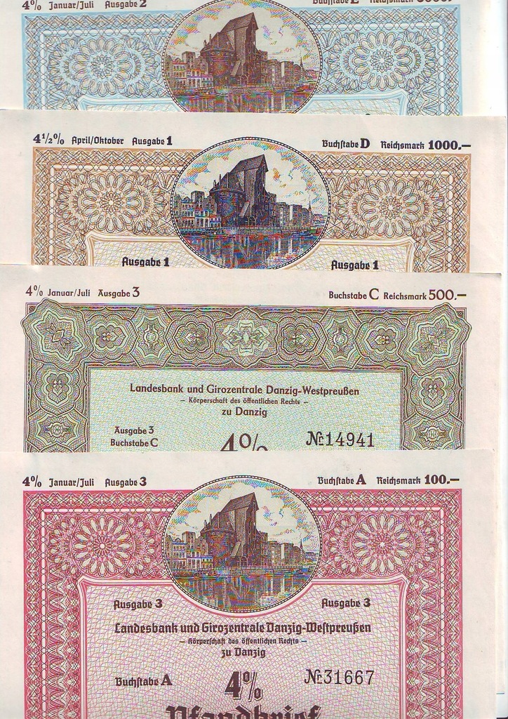 Gdańsk Bank Ziemski, 20 listów zastawnych z 1941 r