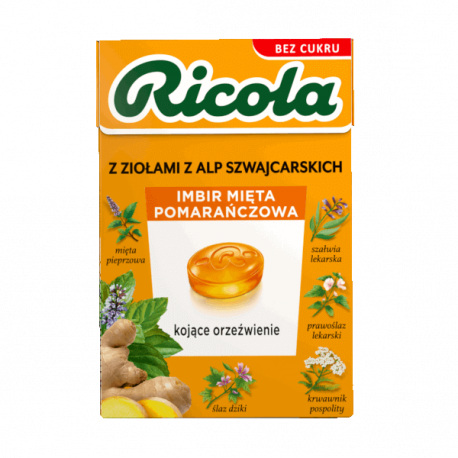 Ricola cukierki ziołowe imbir mięta pomarańcz 27,5