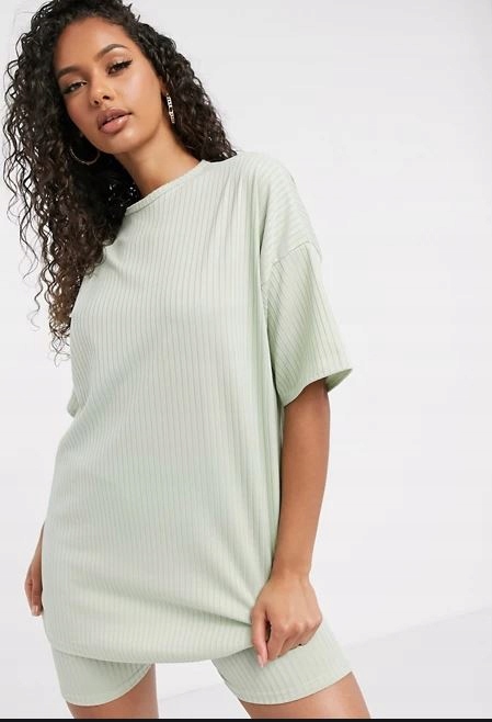 BOOHOO ZESTAW ZIELONY PRĄŻEK OVERSIZE 40 APB