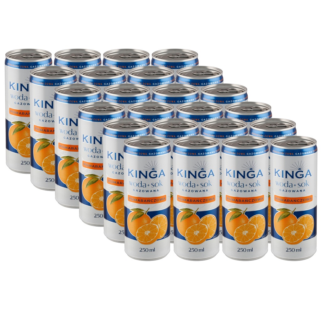 Kinga Pienińska Woda gazowana z sokiem o smaku pomarańczy 250ml x 24 sztuki