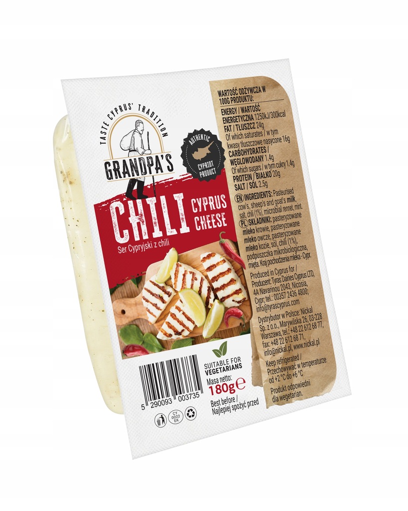 Ser cypryjski Halloumi z chilli 180 g Grandpa's