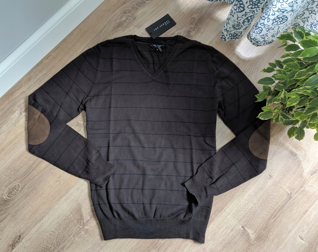 TOP SECRET sweter męski w paski dekold V r. M