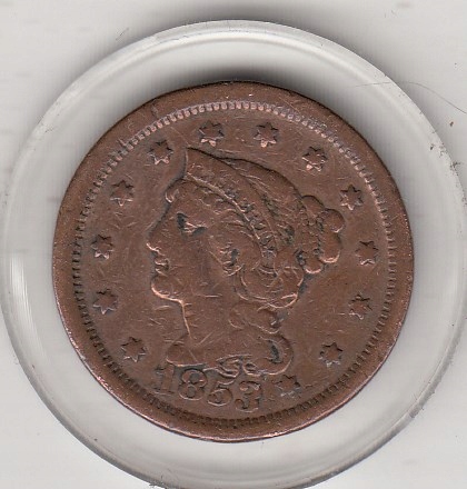 USA 1 cent 1853 ladna
