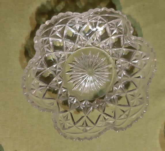 MISKA KWIAT szkło pamiątka PRL h-6,5 cm średnica u góry 21,5 cm 250