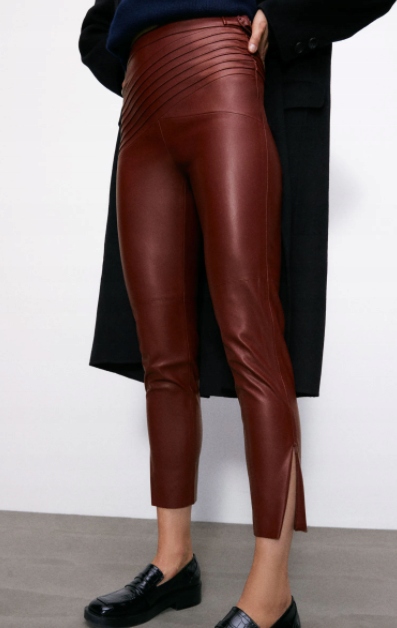 Moda Spodnie Zara Spodnie z imitacji sk\u00f3ry czarny W stylu casual 