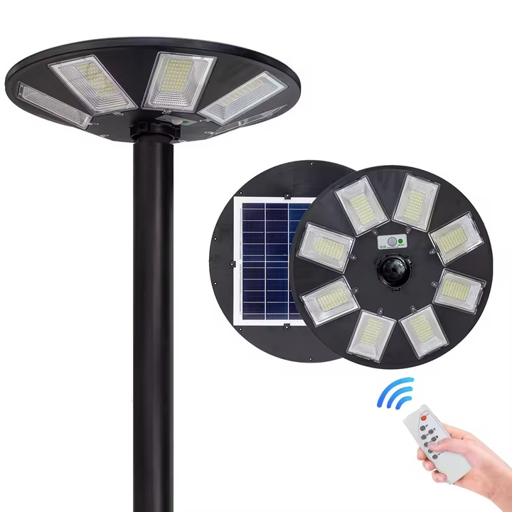 LATARNIA OGRODOWA 360 LAMPA SOLARNA ULICZNA CZUJNIK RUCHU ZMIERZCHU 2500W