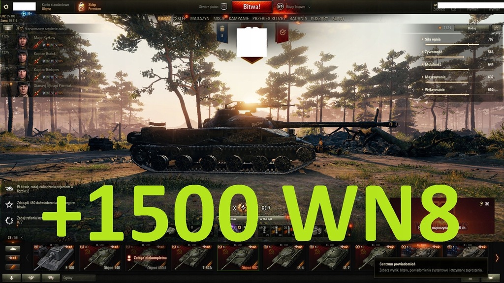 Konto World of Tanks +1500wn8 Obj 907