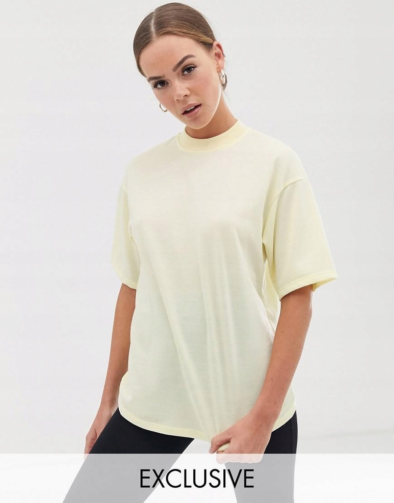 BERSHKA__XDJ ŻÓŁTY T-SHIRT DAMSKI OVERSIZE__M