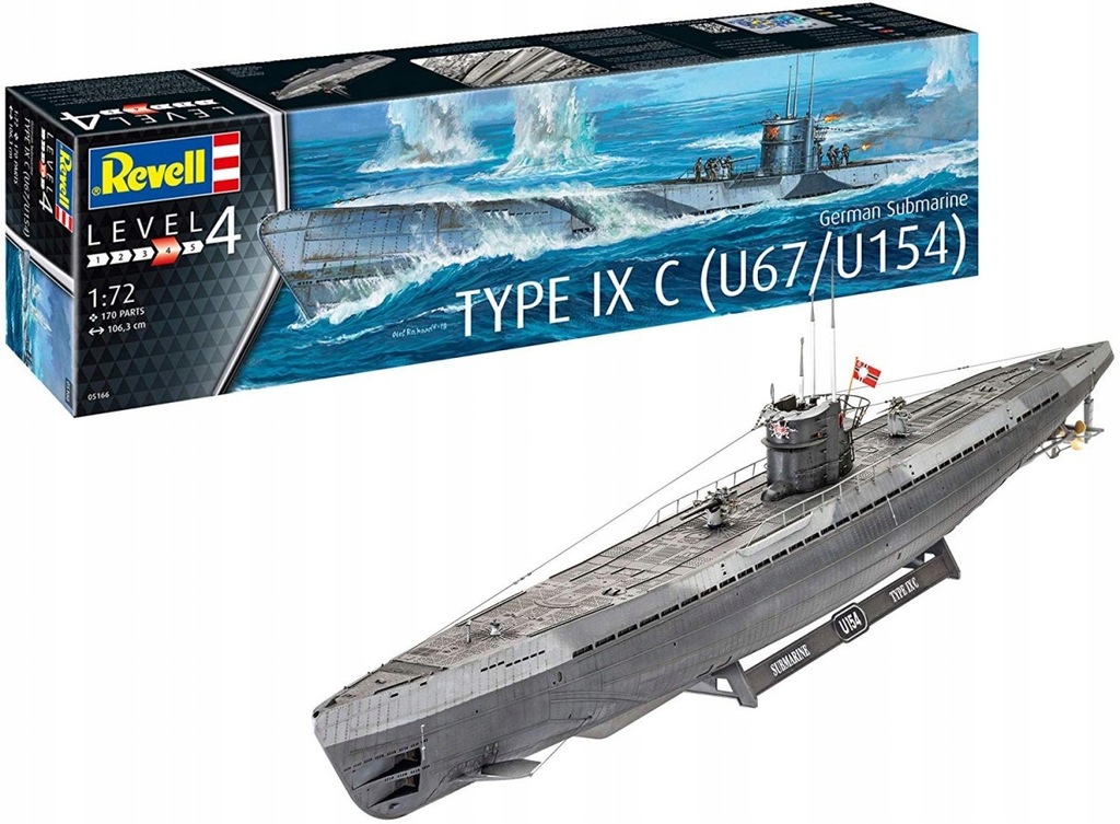 Купить REVELL НЕМЕЦКАЯ ПОДВОДНАЯ ПЛОДКА IX C U67/U154 05166 Масштаб: 1:72: отзывы, фото, характеристики в интерне-магазине Aredi.ru