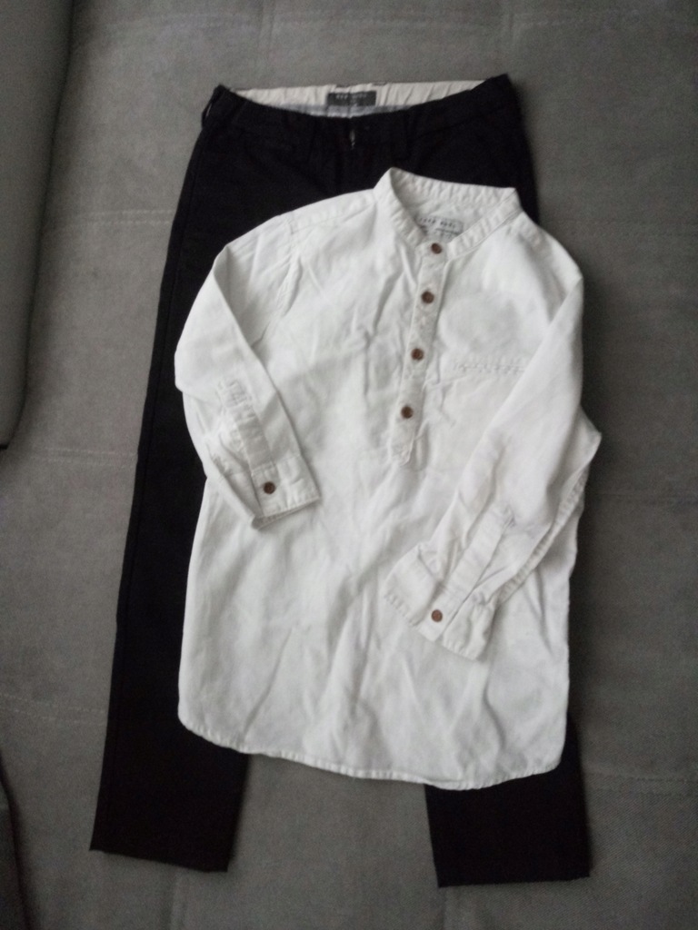 Biała koszula Zara+ czarne spodnie Reserved134/140