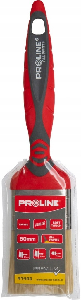 Pędzel płaski premium 40mm,rączka 2k-tpr,ss,uniw.,proline