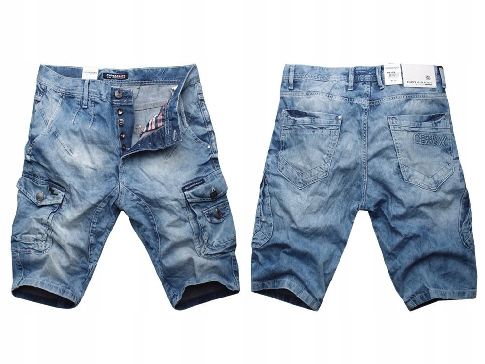 CK158 Krókie spodenki Jeans Cipo Baxx bojówki