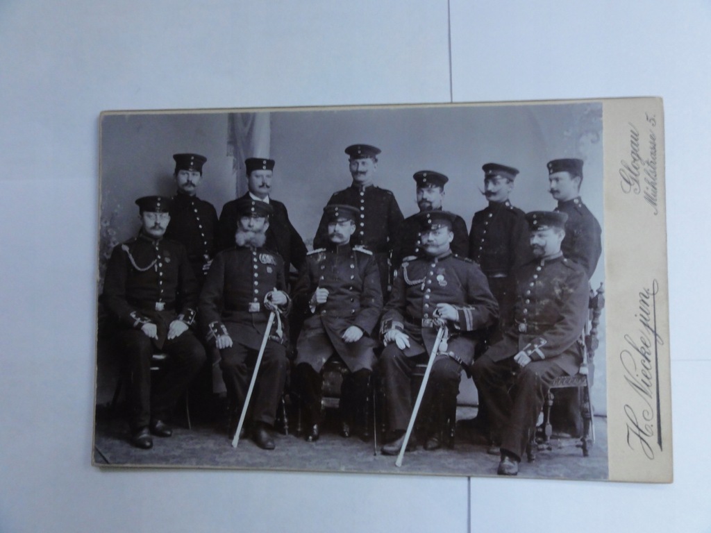 Zdjęcie grupowe żołnierze, kartonik H.Niecke Glogau- Głogów