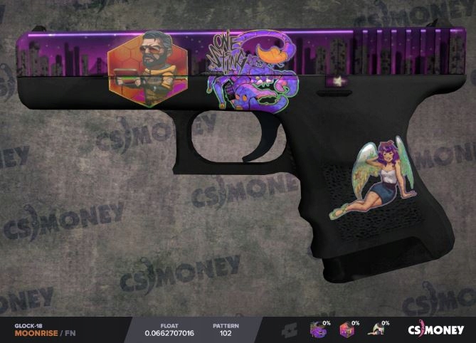CSGO GLOCK- Moonrise STAR PATTERN! 3 HOLO NAMETAG!