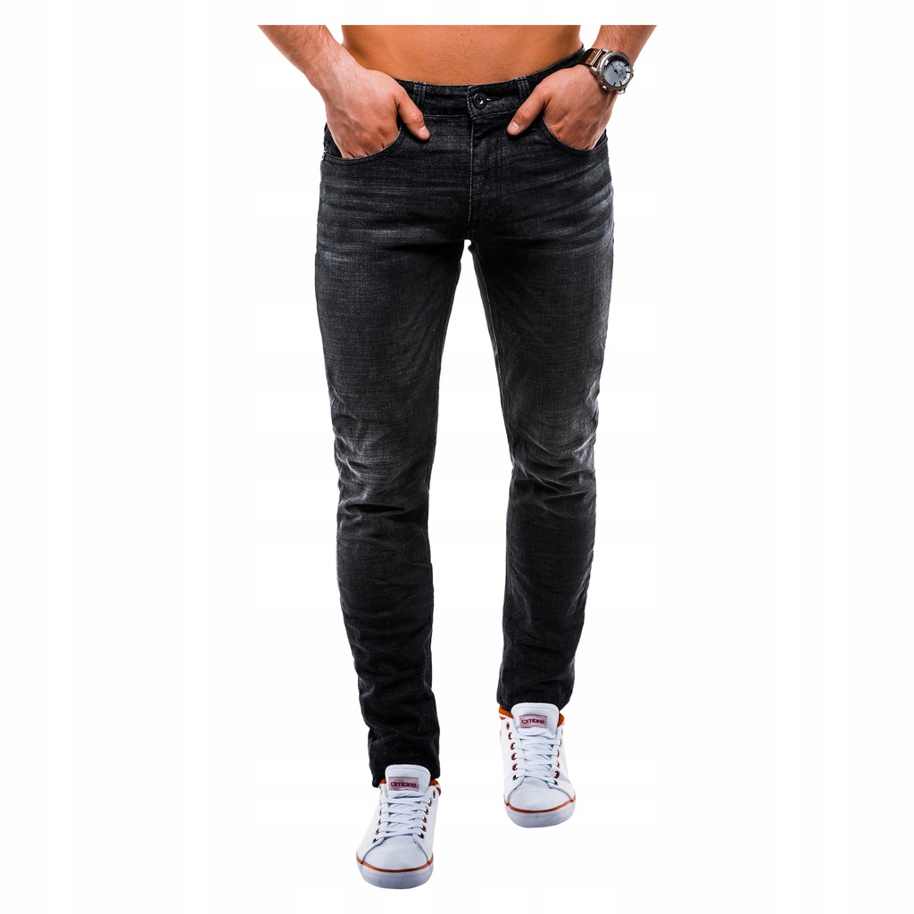 Spodnie męskie jeansowe przetarcia P833 czarne 32