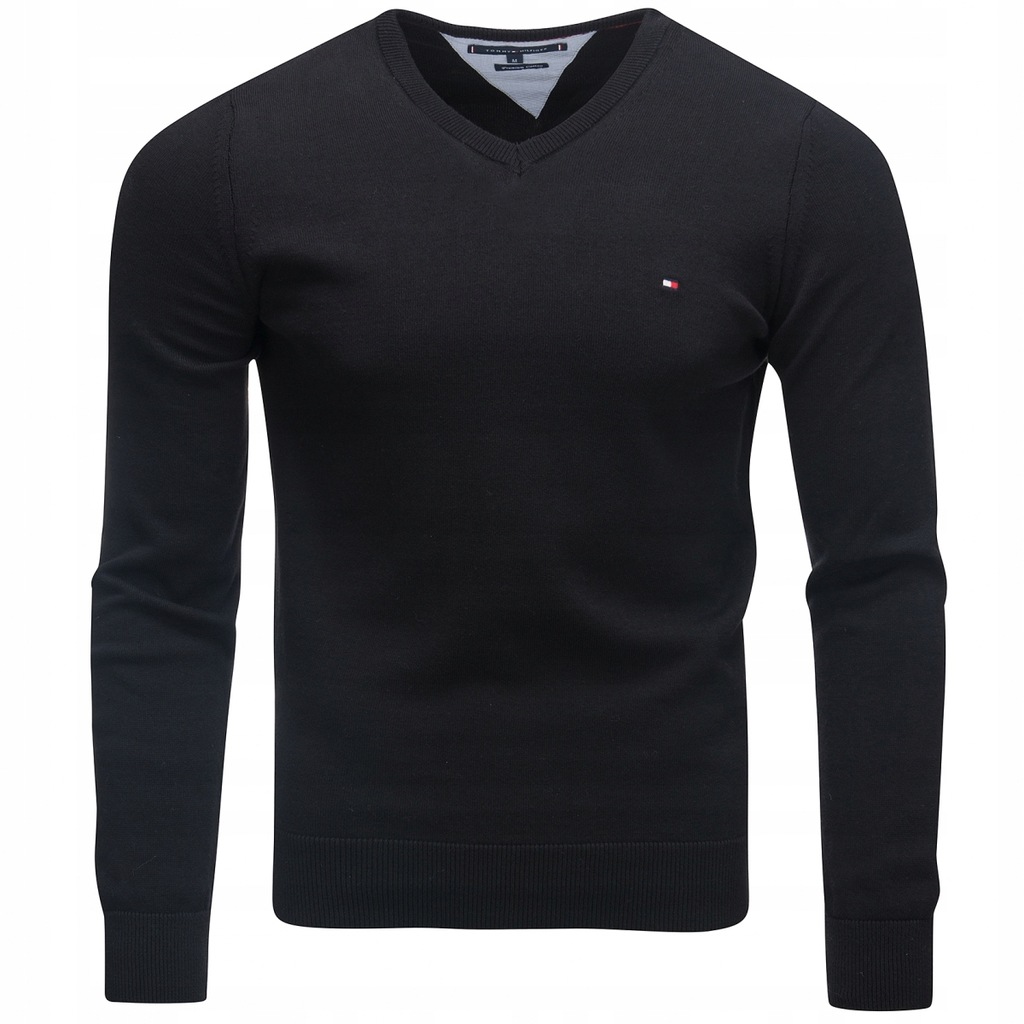 Tommy Hilfiger sweter męski V-neck czarny /L