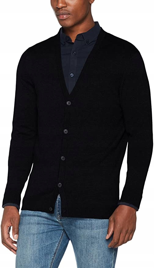 *SELECTED HOMME Sweter czarny rozpinany S