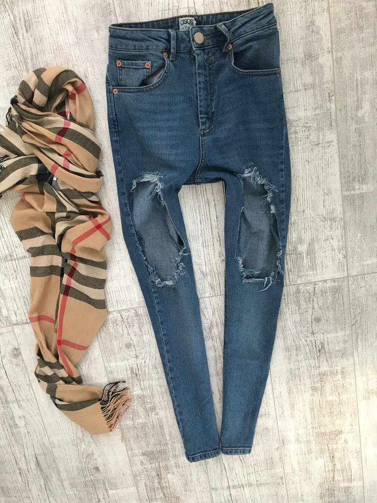 ASOS * spodnie jeans rurki * 26 34 XS dziury