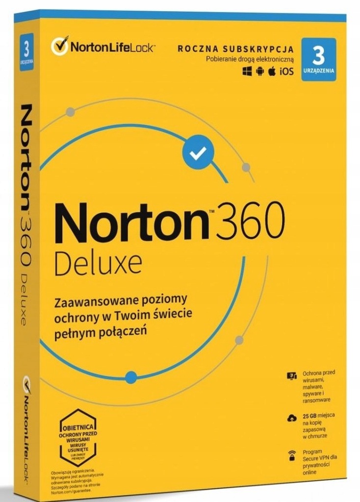 NORTON LIFE LOCK 360 deluxe 25GB PL 1 user 3 devic