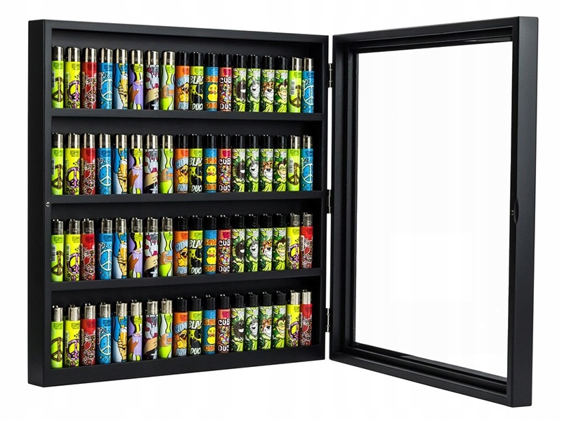 Drewniana witryna na 72 zapalniczki CLIPPER ekspozytor