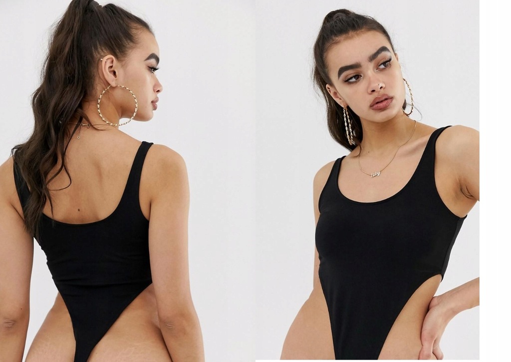 DESIGN GŁADKIE CZARNE MOCNO WYCIĘTE BODY S